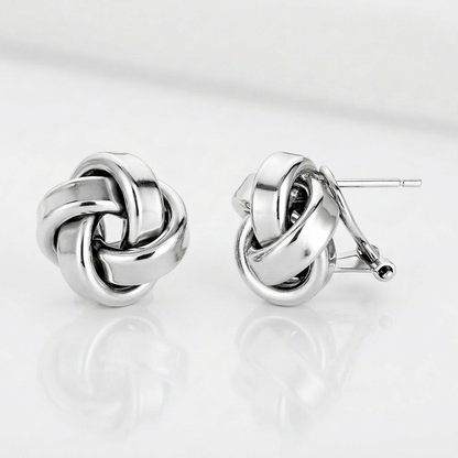 Large Sterling Silver Polished Love Knot Earrings