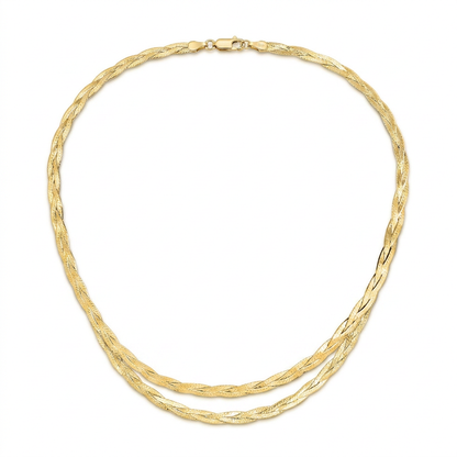 14k Yellow Gold Braided Herringbone Chain (3.2mm)