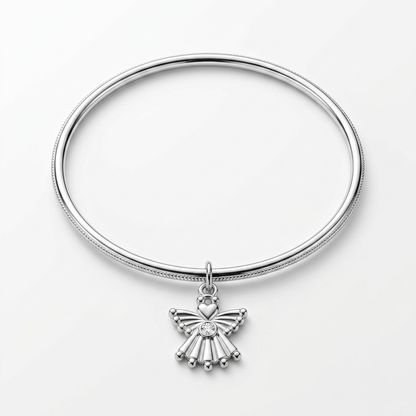 Solitaire Angel Charm Bangle