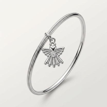 Solitaire Angel Charm Bangle