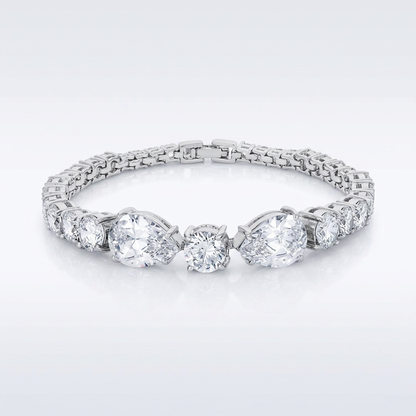 Elegant Pear and Round Cubic Zirconia Tennis Bracelet