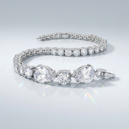 Elegant Pear and Round Cubic Zirconia Tennis Bracelet
