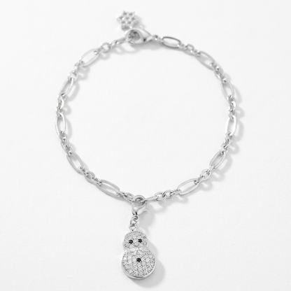 Snowman 0.2ct CZ Holiday Charm Bracelet