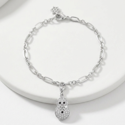 Snowman 0.2ct CZ Holiday Charm Bracelet