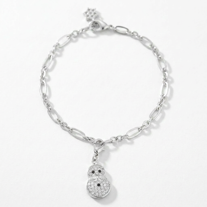 Snowman 0.2ct CZ Holiday Charm Bracelet