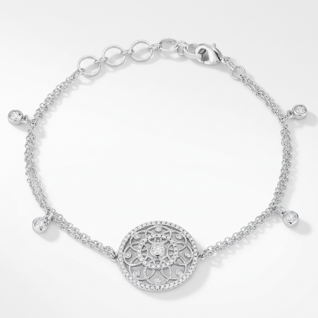 .5 Ct Bracelet with Interlocking Circles and CZ  DestGlow