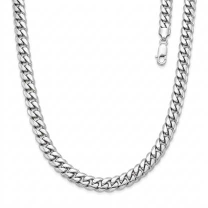 Sterling Silver Rhodium Plated Miami Cuban Chain 6.2mm