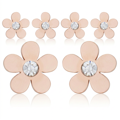 Avera Daisy 0.3ct CZ Stainless Steel Flower Stud Earrings