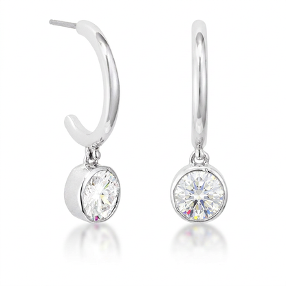 Avera 7mm Cz Plated Drop Hooplet Earrings in Silver