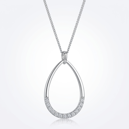 Avera Jewelry Crystal Teardrop Necklace Elegant Silver Pendant