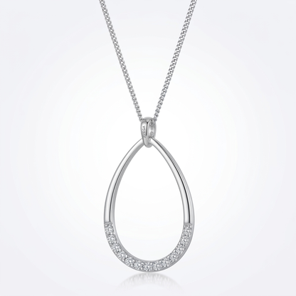 Avera Jewelry Crystal Teardrop Necklace Elegant Silver Pendant