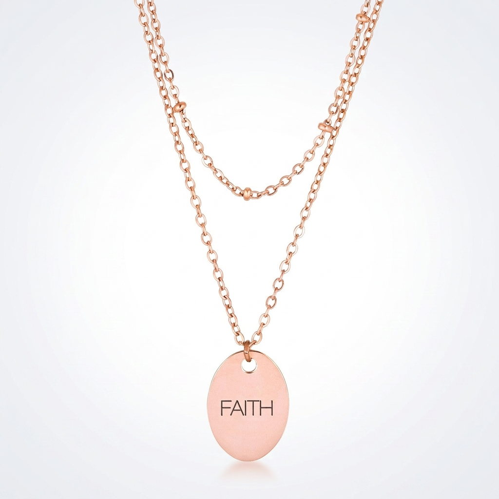 Jewelry Double Chain Faith Necklace In Rose Gold  DestGlow
