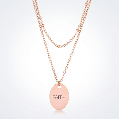 Jewelry Double Chain Faith Necklace In Rose Gold