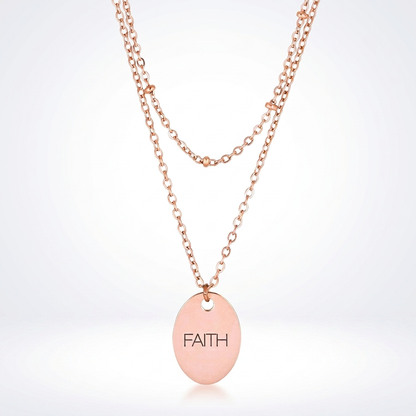 Jewelry Double Chain Faith Necklace In Rose Gold