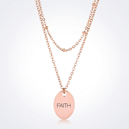 Jewelry Double Chain Faith Necklace In Rose Gold