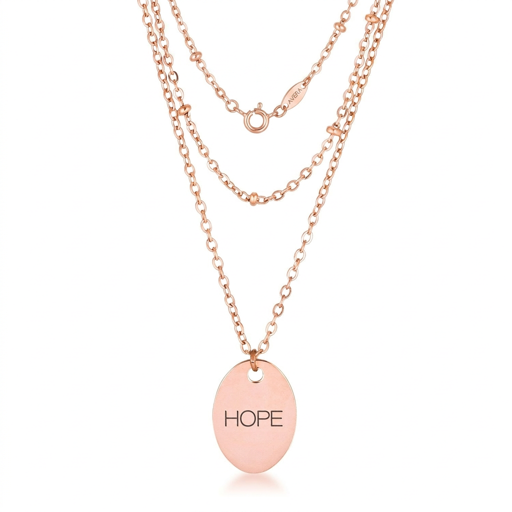 Avera Double Chain Hope Necklace In Rose Gold  DestGlow