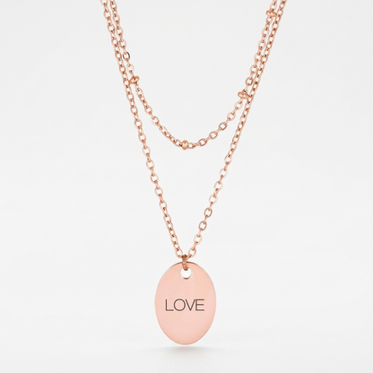 Avera Double Chain Love Necklace In Rose Gold