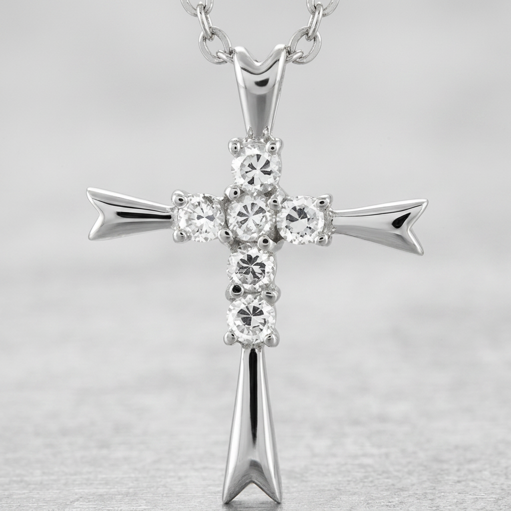 Avera Coupled Cross Pendant In Polished Silver  DestGlow