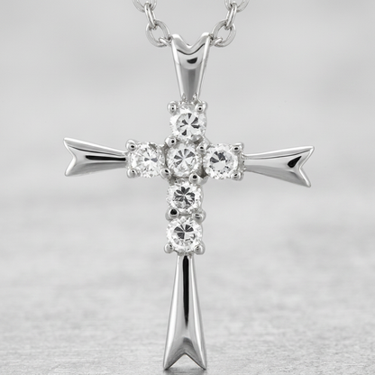 Avera Coupled Cross Pendant In Polished Silver