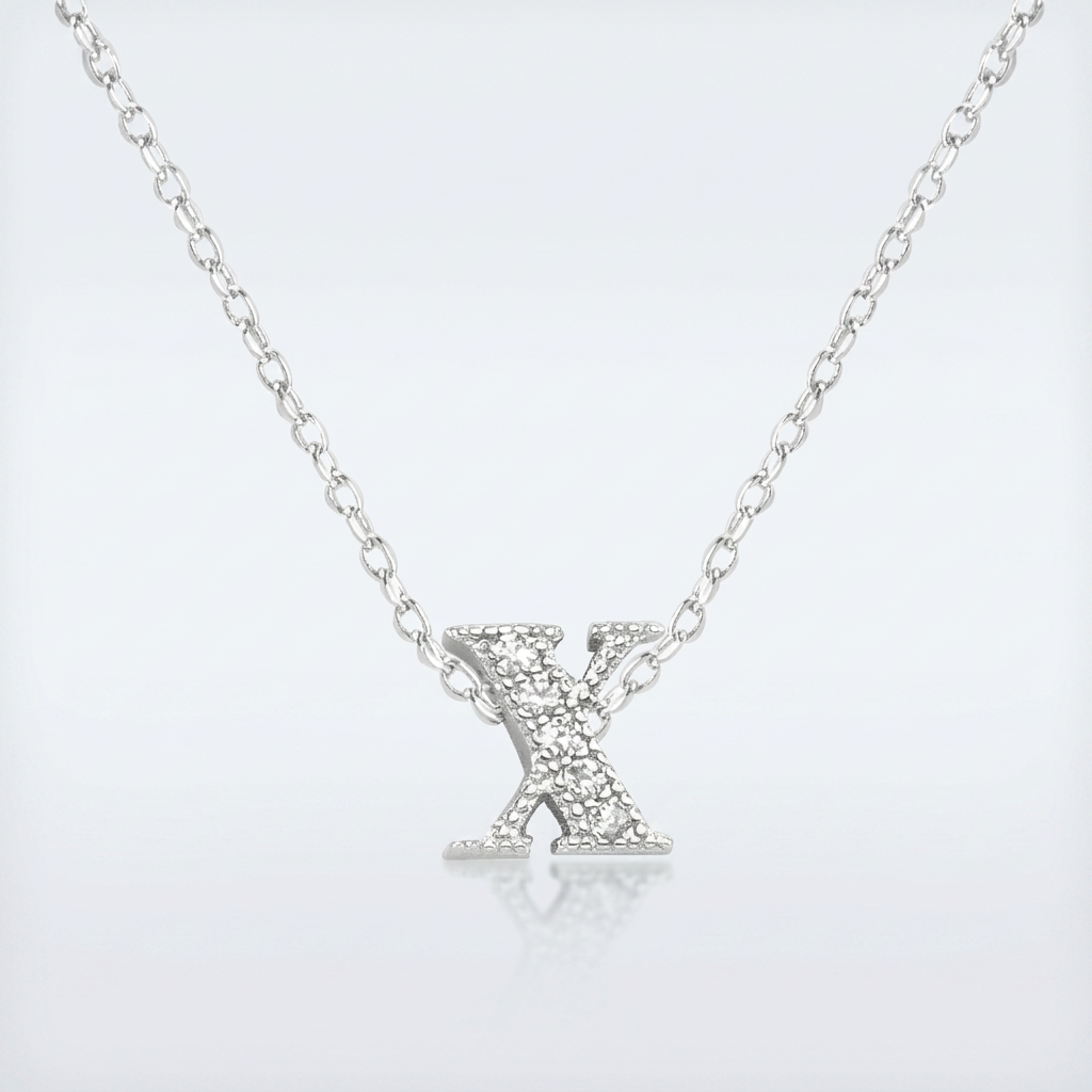 Avera Micro-Pave Initial X Pendant In Sterling Silver  DestGlow