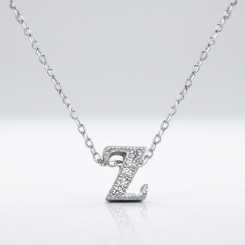Avera Micro-Pave Initial Z Pendant in Sterling Silver  DestGlow