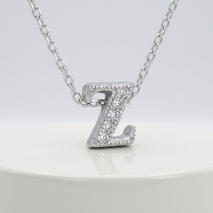 Avera Micro-Pave Initial Z Pendant in Sterling Silver