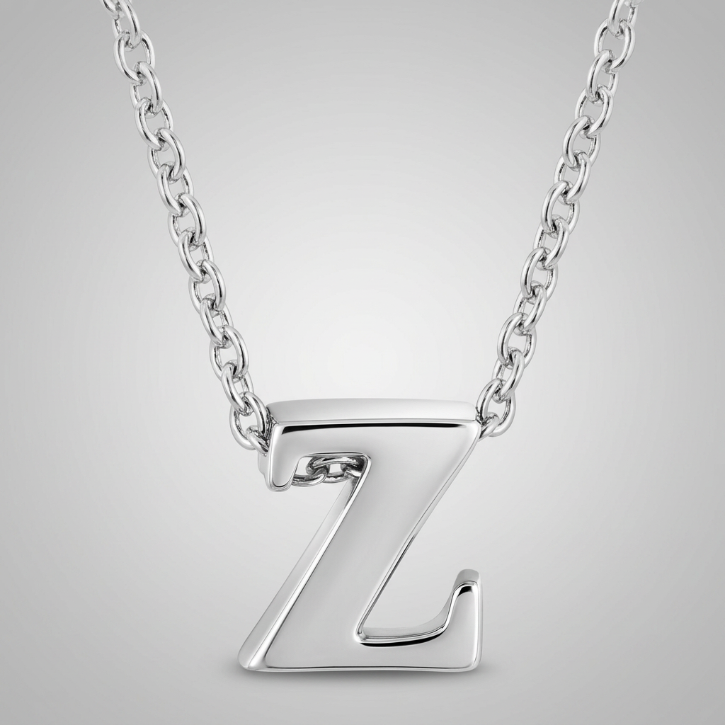 Avera Finish Initial Z Pendant in Polished Sterling Silver  DestGlow
