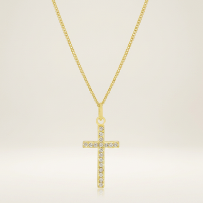 Avera Minimalist Simple Cross Pendant Necklace in Gold