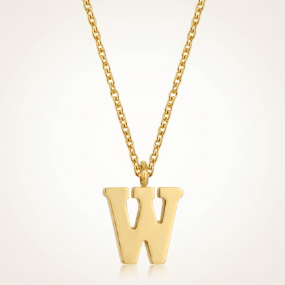 Avera Elaina Stainless Steel W Initial Necklace Gold Tone