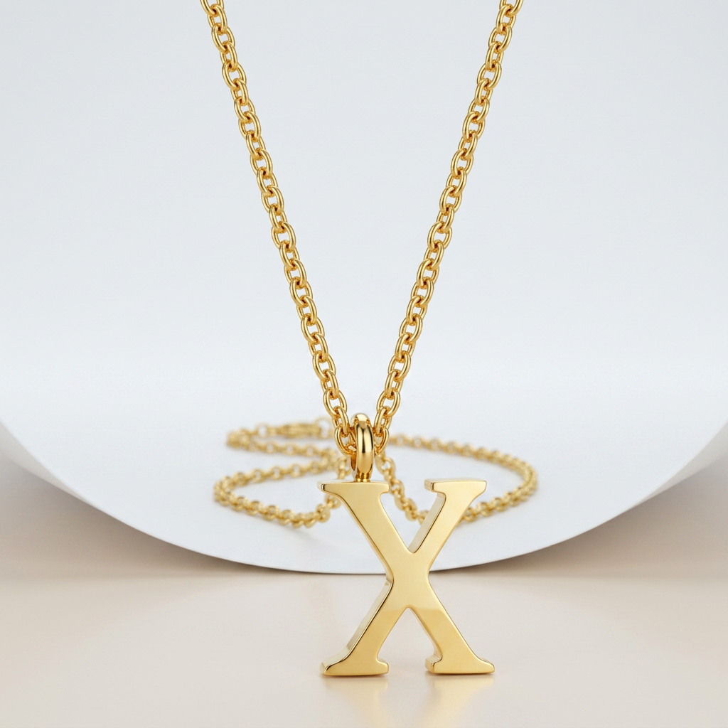 Avera Elaina Stainless Steel X Initial Necklace  DestGlow