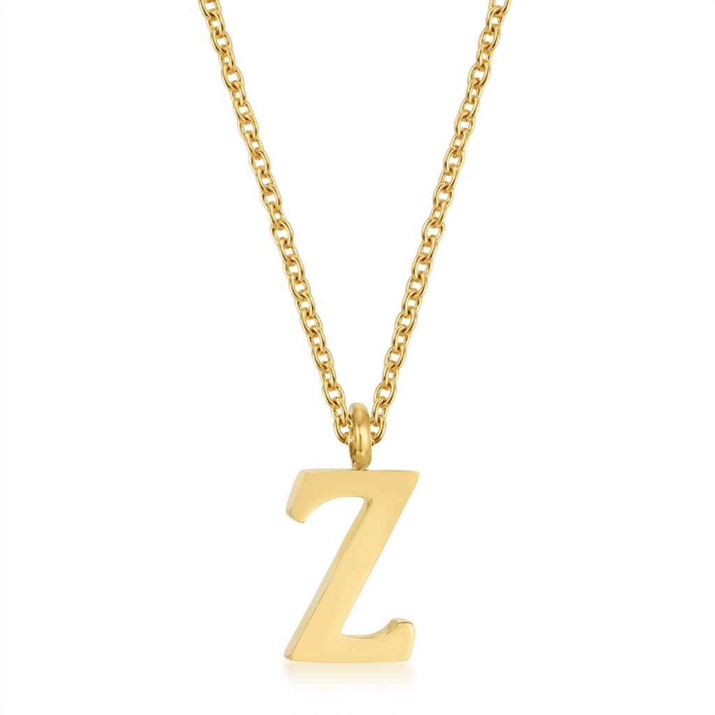 Avera Elaina Stainless Steel Z Initial Necklace Gold  DestGlow
