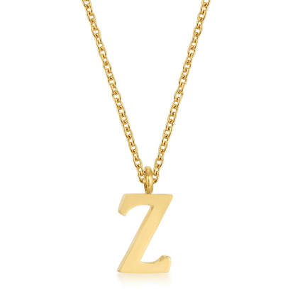 Avera Elaina Stainless Steel Z Initial Necklace Gold