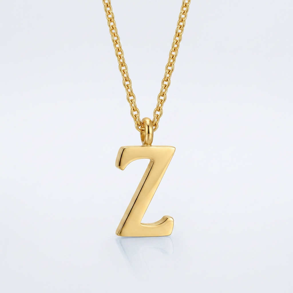 Avera Elaina Stainless Steel Z Initial Necklace Gold