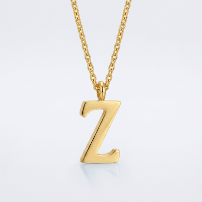 Avera Elaina Stainless Steel Z Initial Necklace Gold