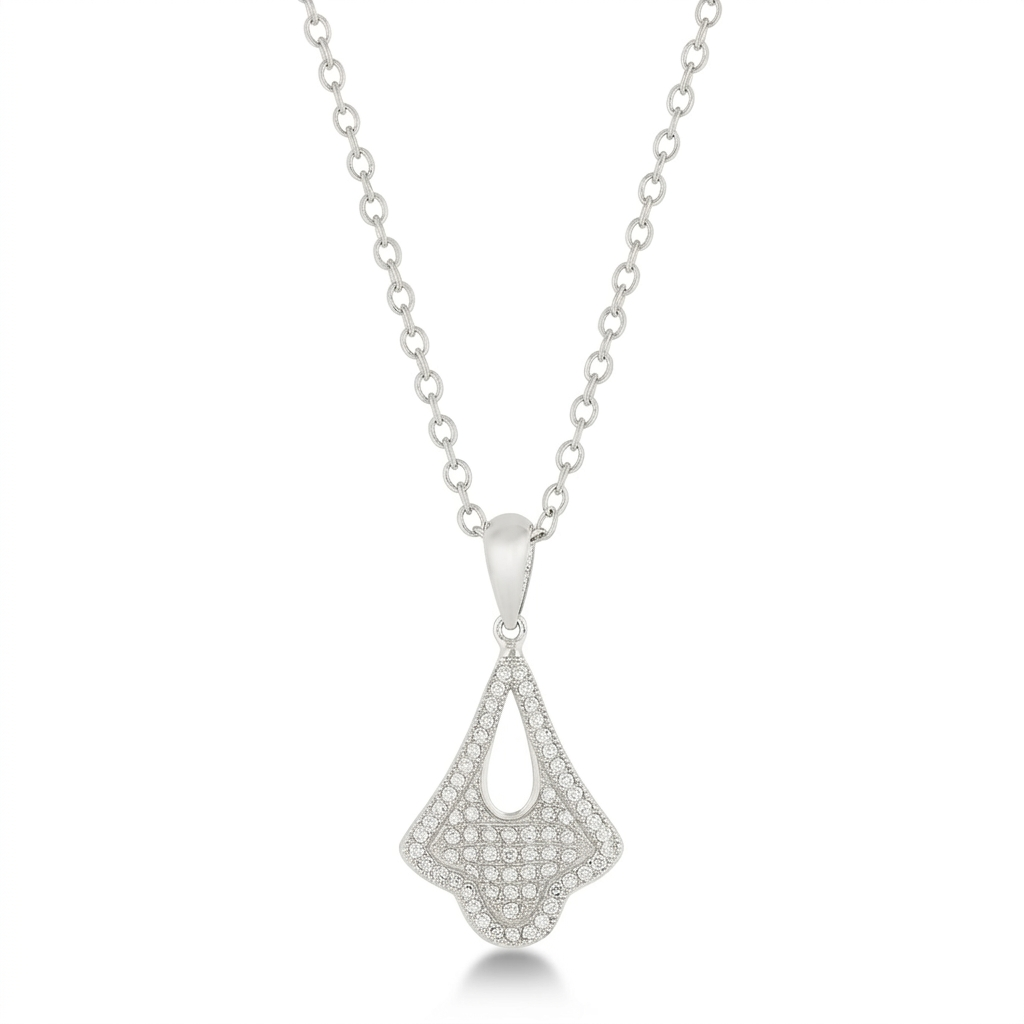 Avera Elegant Tear Drop Dangle Pendant in Polished Silver  DestGlow