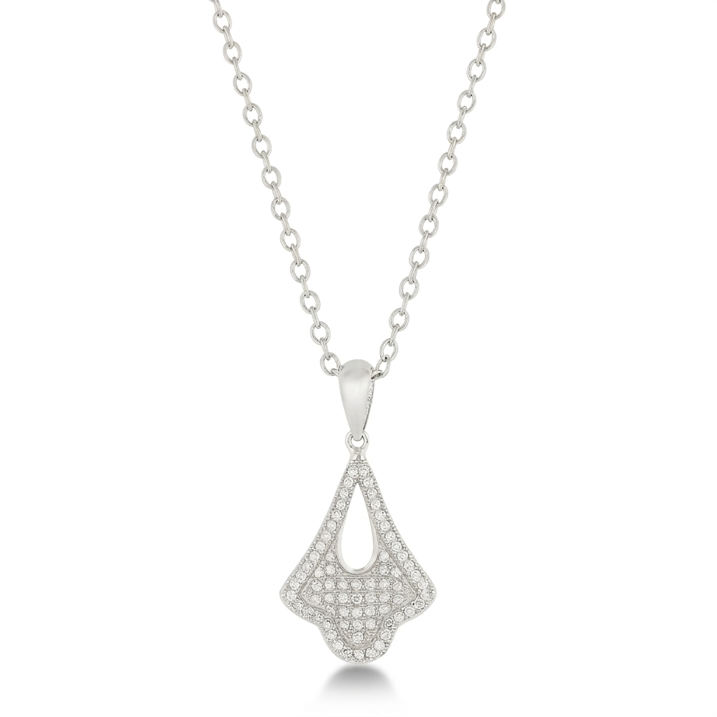 Avera Elegant Tear Drop Dangle Pendant in Polished Silver