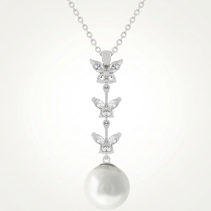 Avera Butterfly Pearl Pendant Necklace for Women One Size Silver