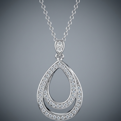 Avera Evening Teardrop Pendant In Polished Silver