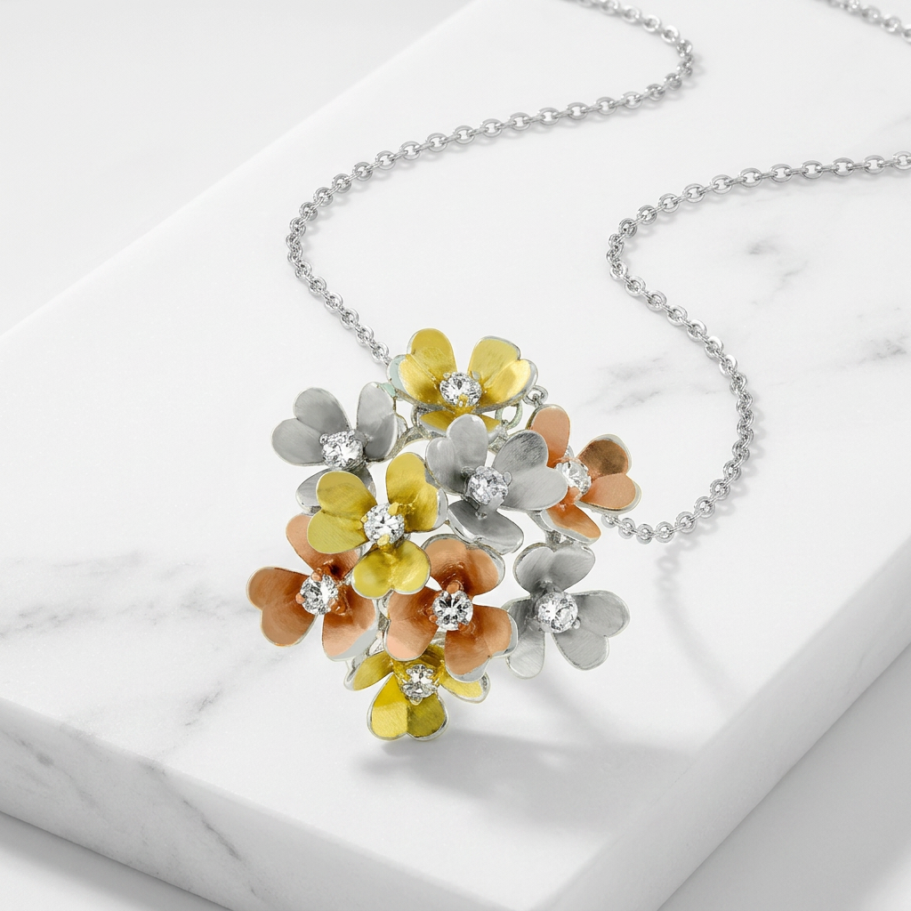 Avera Summer Bouquet Floral Pendant Necklace Multi