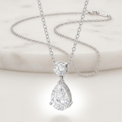 Avera Chandelier Pear Cubic Zirconia Pendant Necklace