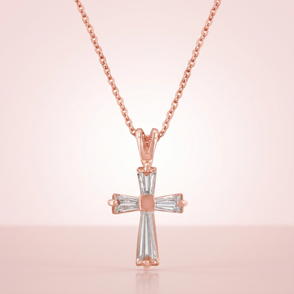 Avera Elegant Minimalist Cross Necklace In Pink