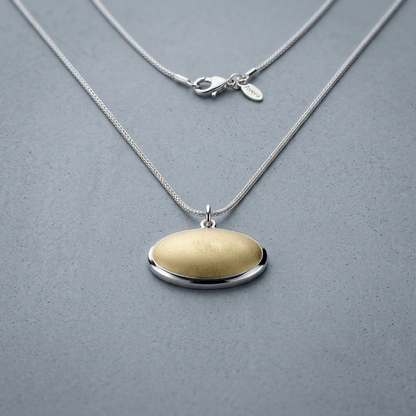 Avera Oval Eye Pendant Necklace in Beige