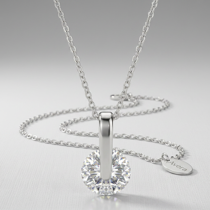Avera Classic Solitaire Cubic Zirconia Pendant Necklace