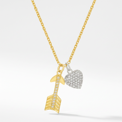 Avera Pave Heart and Arrow Pendant in Radiant Gold