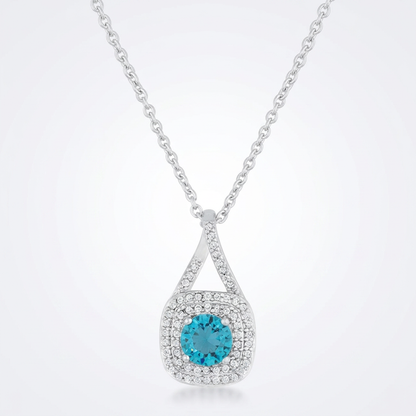 Avera Christal 1.2ct Cz Classic Necklace In Turquoise/Aqua