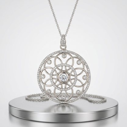 Avera 1.4 Ct Pendant Necklace With Interlocking Circles And Cubic Zirconia