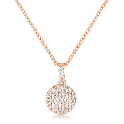 Avera Radiant CZ Disk Pendant Necklace in Pink