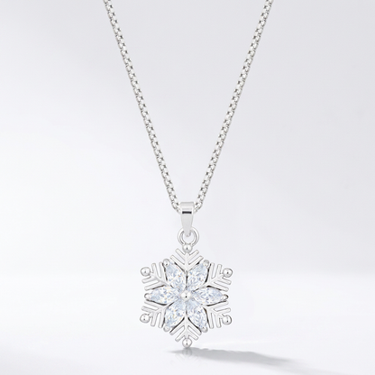 Avera Brilliant Marquise Snowflake Pendant in Sterling Silver