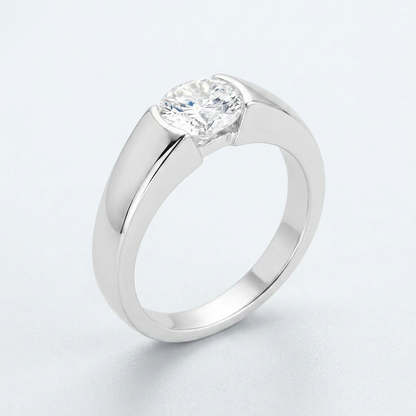 Avera Modern Minimalist Tension Set Engagement Ring in Silver