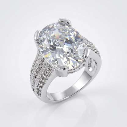 Avera Oval Triplet Cubic Zirconia Ring in Sterling Silver